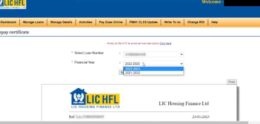 lic housing finance ltd login